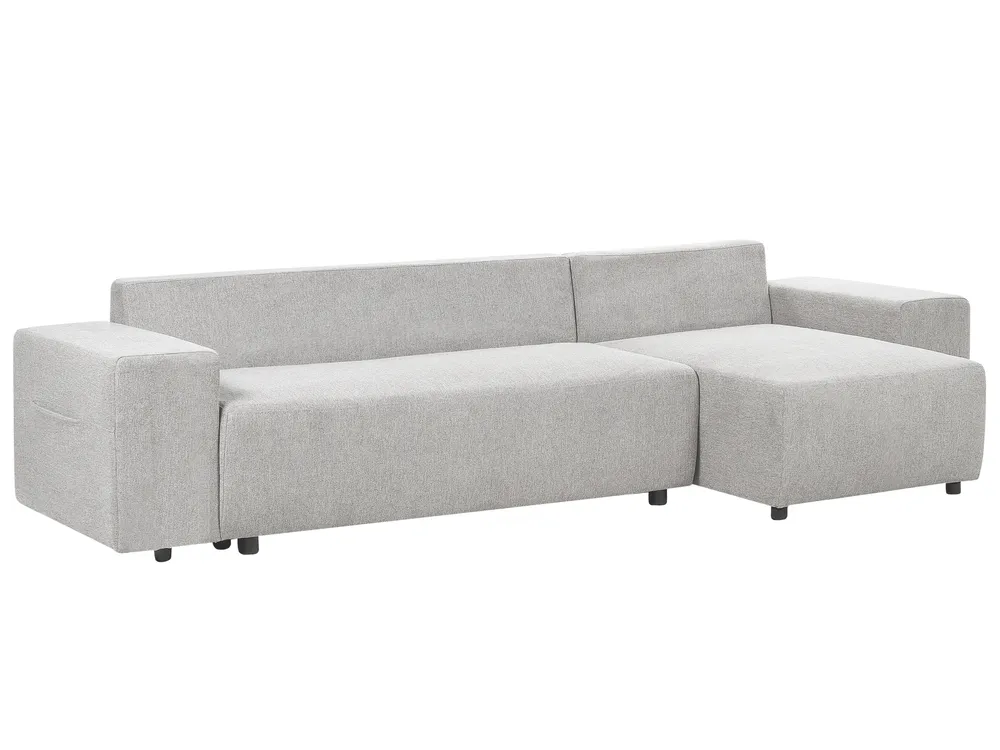 Corner Sofa Bed 3 Seater LUSPA with Storage Fabric Light Grey Left Hand_900982