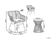 Bistro Set with Cushions TRESTINA PE Rattan Light Brown_781708