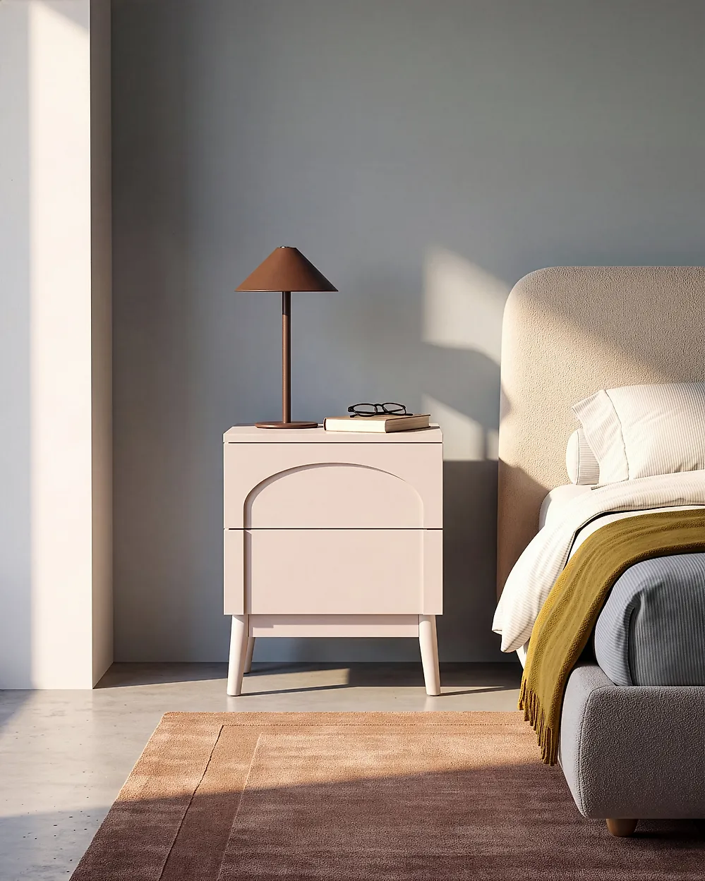 2 Drawer Bedside Table BOULIA Light Beige_1168884