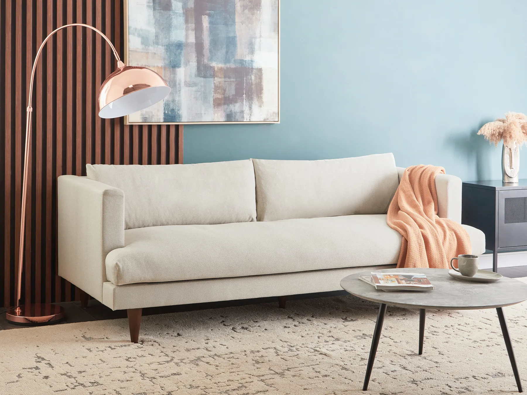 Sofa 3 Seater JARPEN Fabric Light Beige_941525
