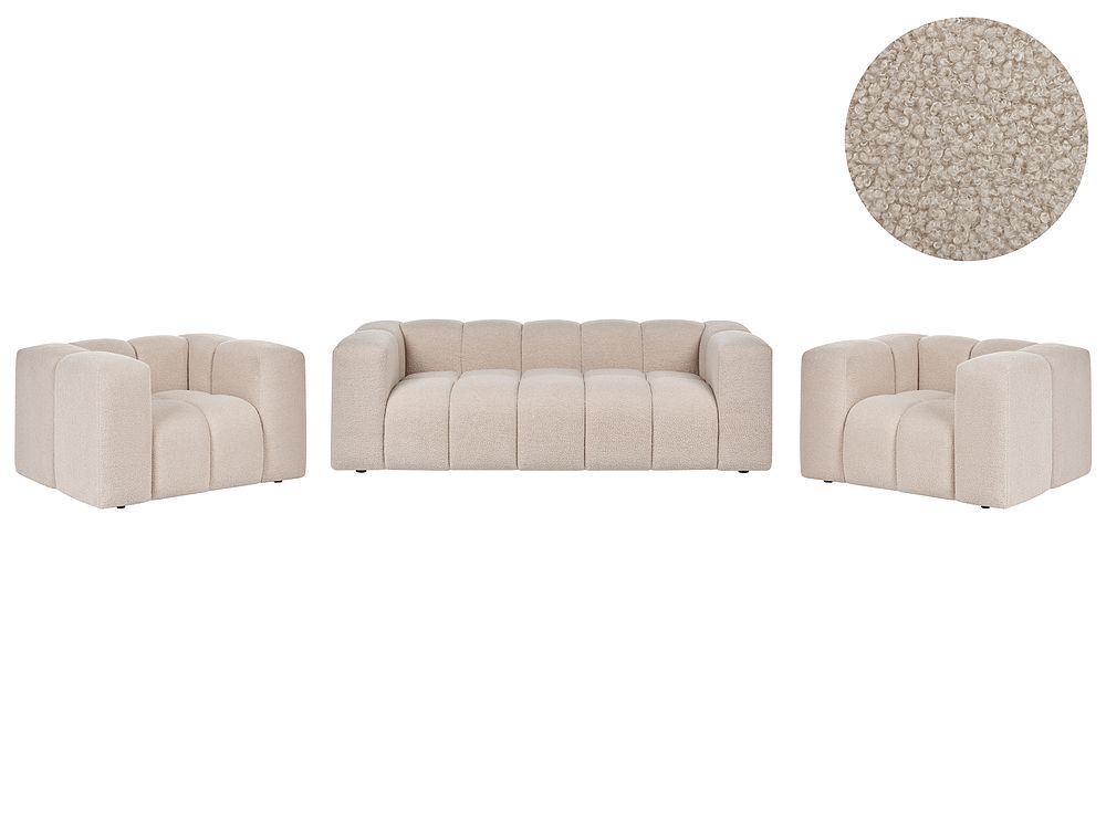 Living Room Set 5 Seater ANTOLA Boucle Beige
