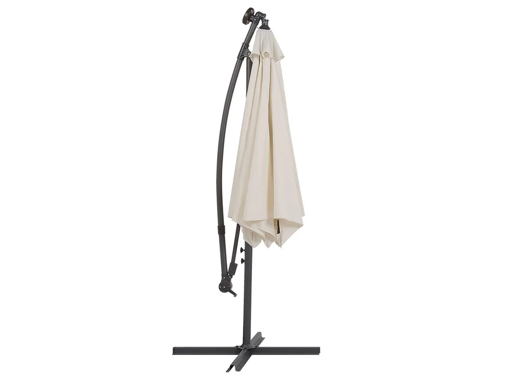 Parasol ogrodowy na wysięgniku LED 285 cm CORVAL Beżowy_778589