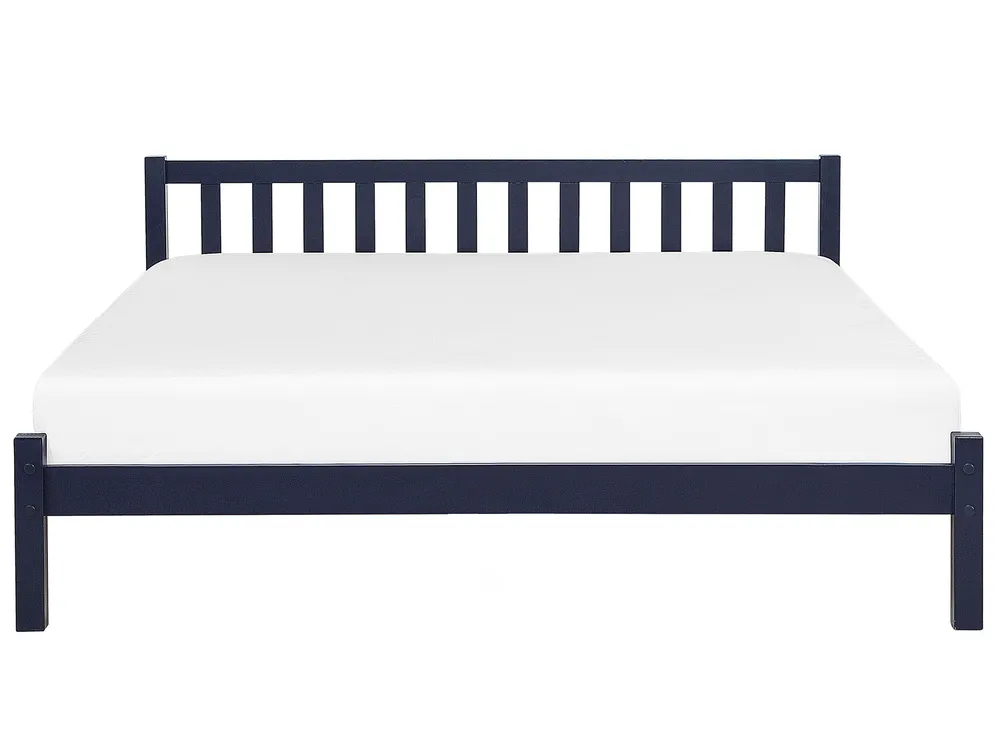 Bed Pine Wood FLORAC 140 x 200 cm (EU Double) Navy Blue_797898