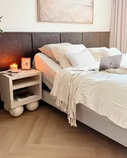 Adjustable Bed without Headboard Fabric CASTELLAN 180 x 200 cm (EU Super King) Light Beige_1036775