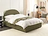 Ottoman Bed VAUCLUSE Boucle Olive Green 140 x 200 cm (EU Double)