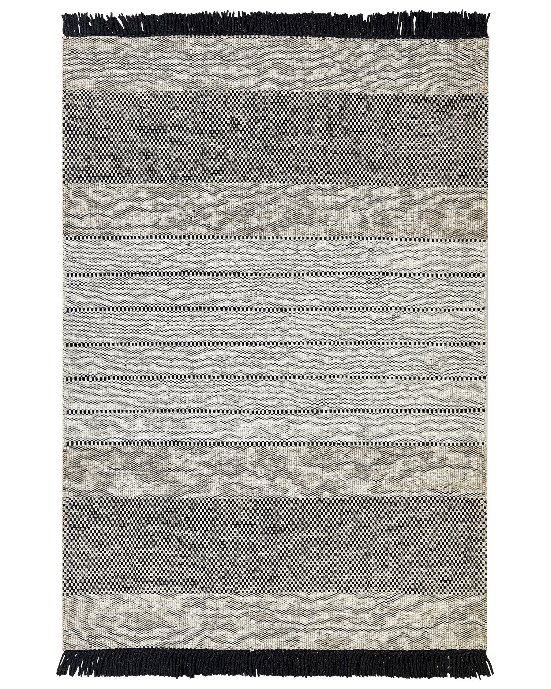 Alfombra de lana beige claro/negro 140 x 200 cm YAZLIK_847428