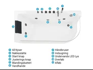 Hjørne-boblebad med LED ACUARIO 170 x 80 cm Hvid Højrevendt_798412