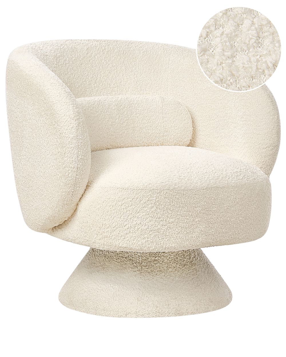 Draaifauteuil LIEKSA Bouclé Gebroken wit