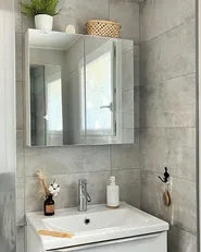 Szafka łazienkowa wisząca z lustrem NAVARRA 80 cm 70 cm Biały_879929