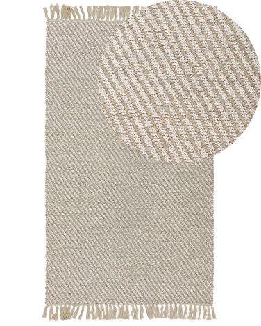 Teppich beige 80 x 150 cm Streifenmuster Kurzflor zweiseitig ALADAG