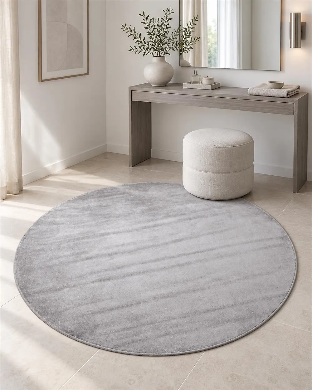 Tapis GESI Gris clair ø 140 cm Soie artificielle_1178028