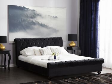 Velvet EU King Size Waterbed Black AVALLON