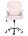 Krzesło biurowe regulowane welurowe różowe PRINCESS_855702