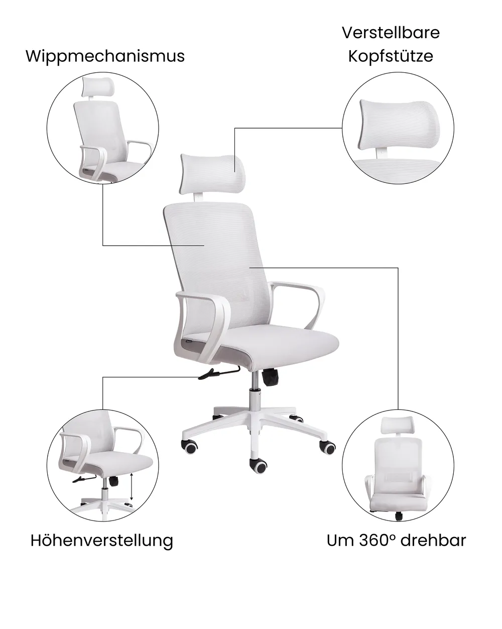 Bürostuhl MONARCH Hellgrau_1073742