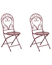 Set of 2 Garden Chairs ALBINIA Metal Burgundy_1016233