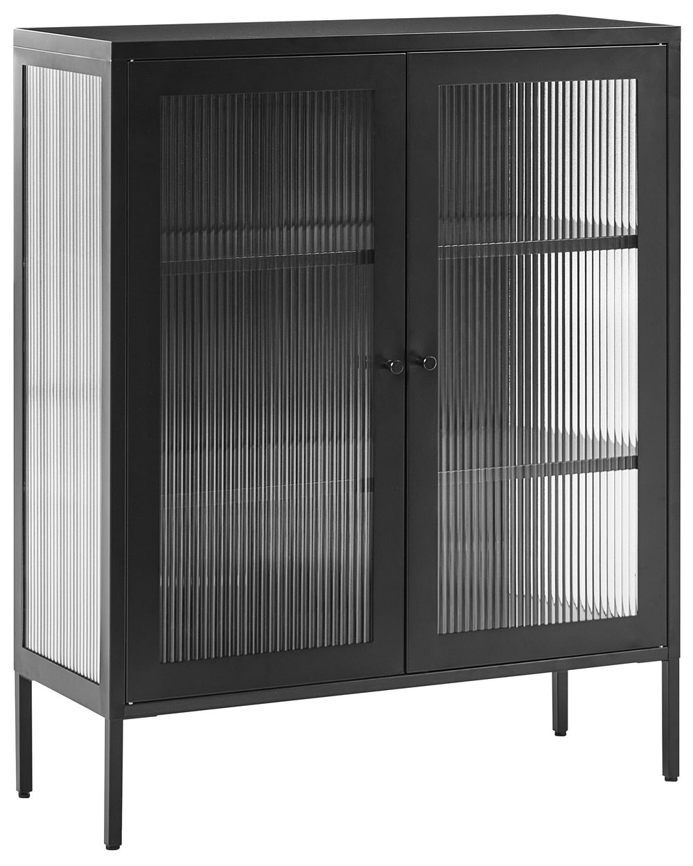 Buffet avec vitrine en verre LERRYN 90 cm Métal Noir