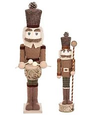 Zestaw 2 figurek dekoracyjnych KOLARI 68/91 cm Dziadek do orzechów Brązowy_1156773