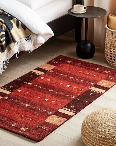 Wool Gabbeh Area Rug 80 x 150 cm Red SINANLI