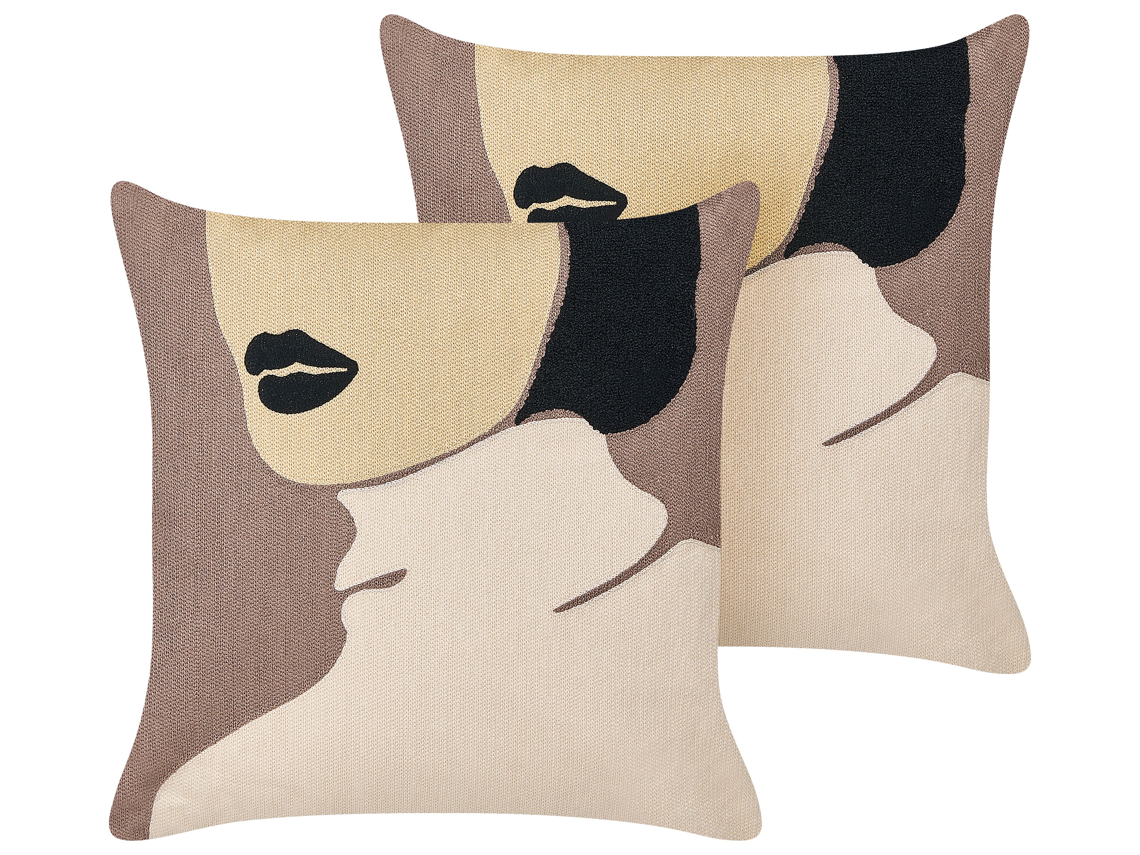 Set of Decorative Cushions SILPHIUM Cotton 45 x 45 cm Brown