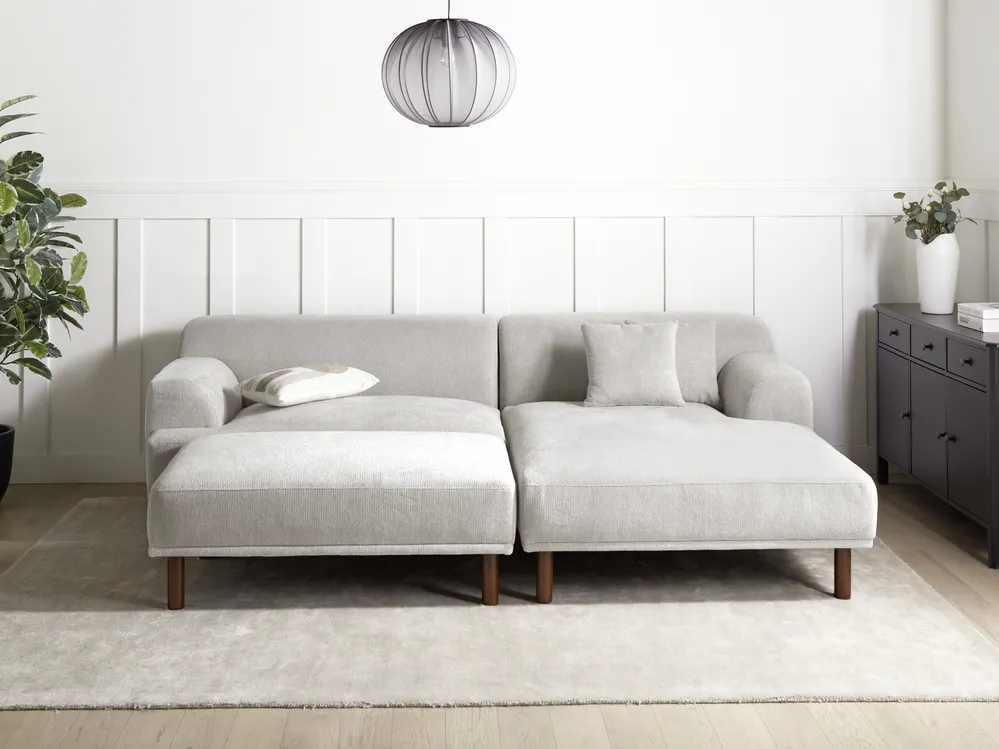 Corner Sofa 3 Seater HOLT with Ottoman Fabric Light Grey Left Hand_960549