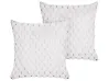 Set of 2 Decorative Cushions PURSLANE 43 x 43 cm Faux Fur White Geometric Pattern