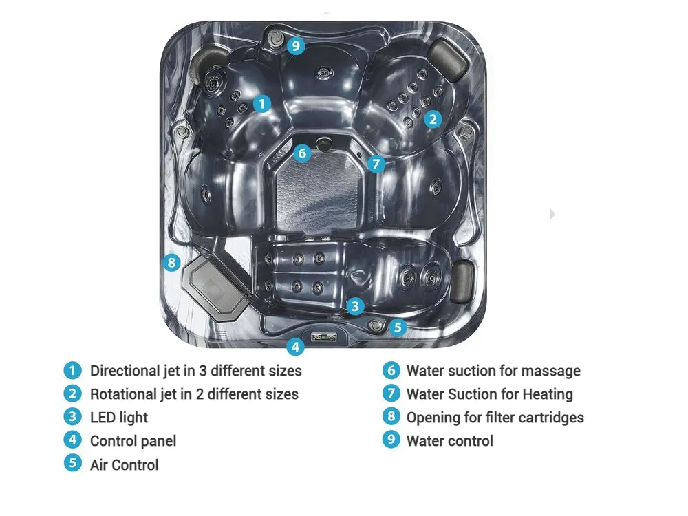Outdoor Hot Tub with LED TULAROSA Graphite Grey_820181