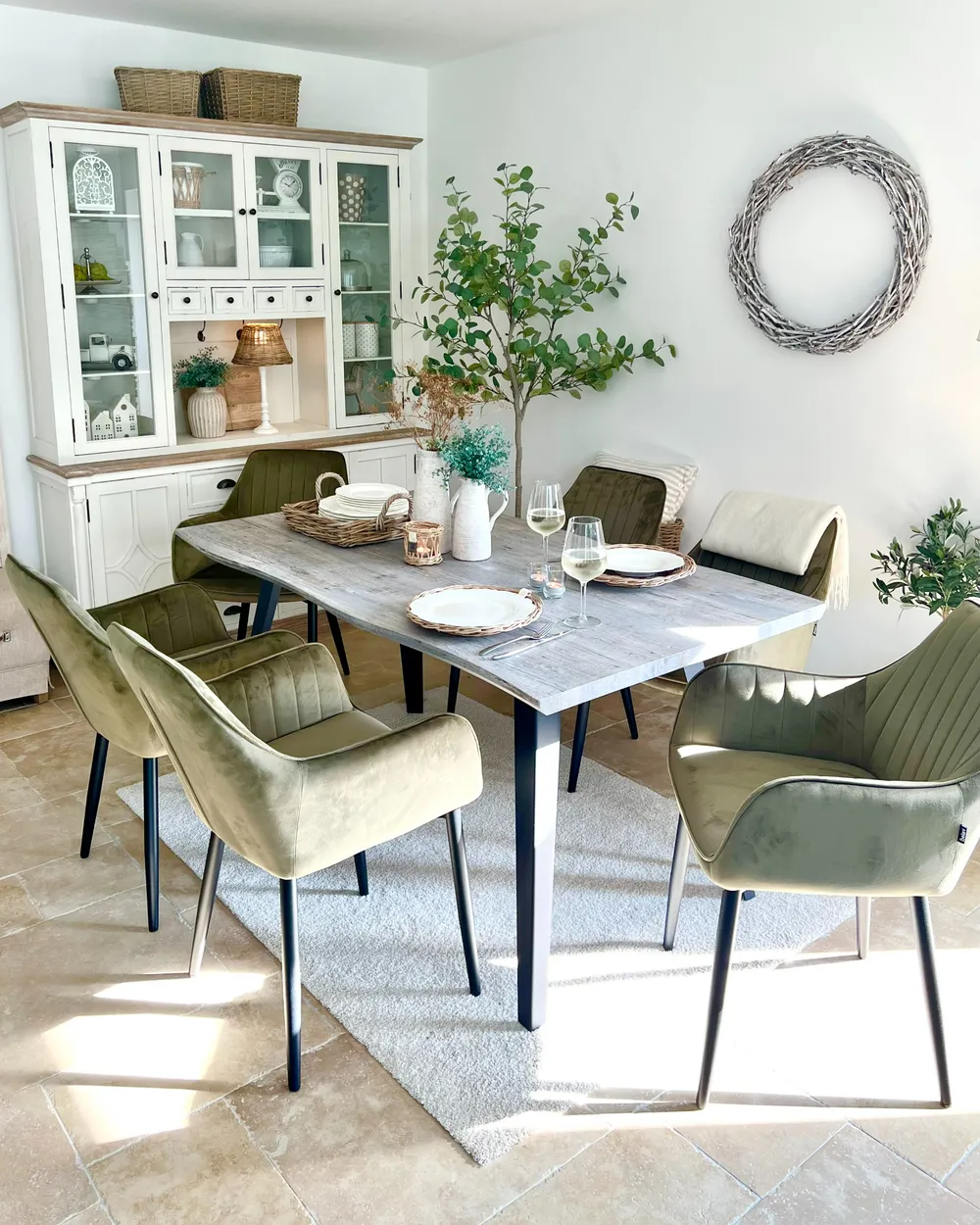 Set of 2 Dining Chairs WELLSTON Velvet Olive Green_976470