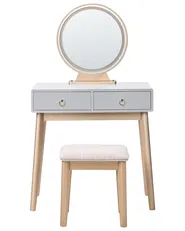 Dressing Table with Mirror and Stool FEDRY LED Grey_1107855