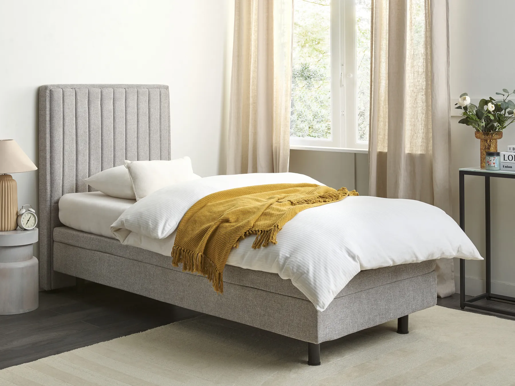 Adjustable Bed Fabric DUKE II 90 x 200 cm (EU Single) Light Grey_910585