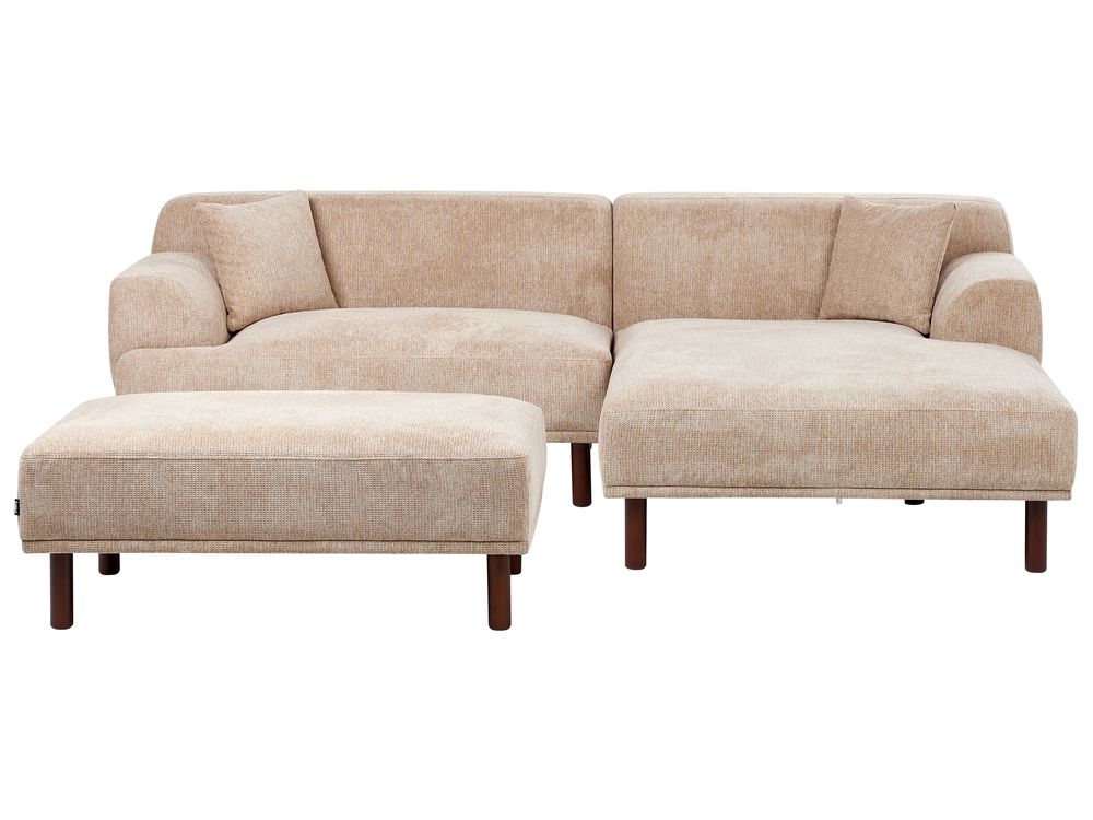 Canapé d'angle HOLT avec ottoman Tissu Beige Côté gauche