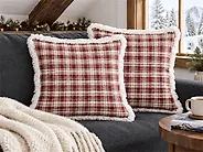 Lot de 2 coussins décoratifs BROOKIES 45 x 45 cm Rouge foncé Motif de Noël_1184003