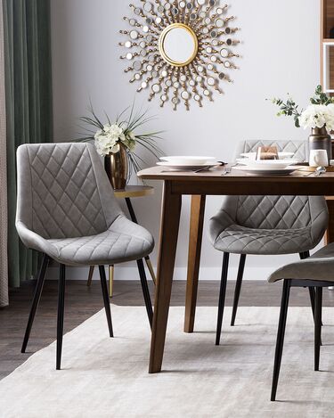 Set of 2 Faux Leather Dining Chairs Grey MARIBEL