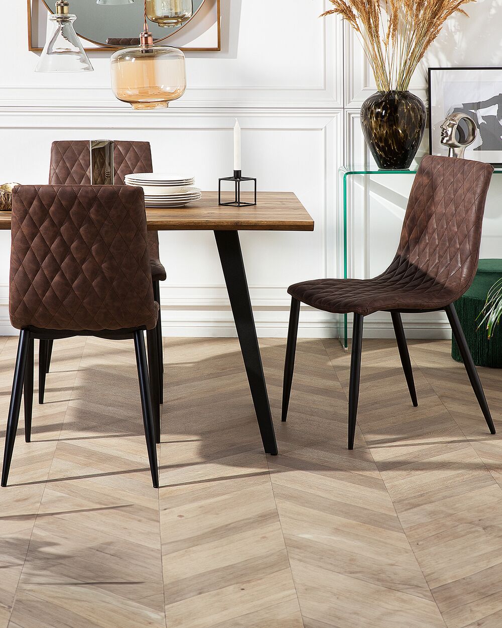 Set of 2 Dining Chairs Faux Leather Brown MONTANA Beliani