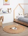 Dětský kulatý jutový koberec s medvídkem ⌀ 120 cm béžový KOSALAR_906736