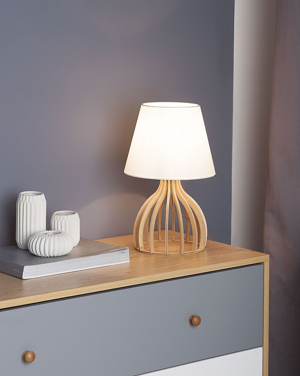 Bordlampe AGUEDA Brun/hvid