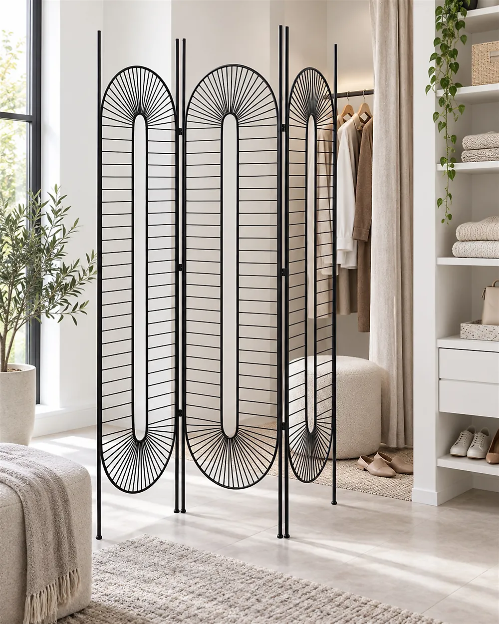 3 Panel Room Divider NOALE 135 cm 170 cm Black_1185237