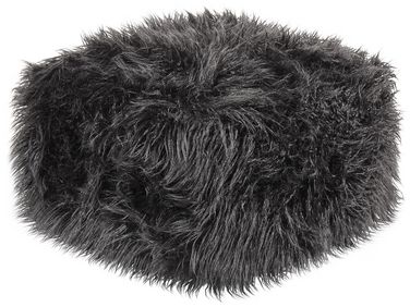 Faux Fur Pouffe Black MUKKI