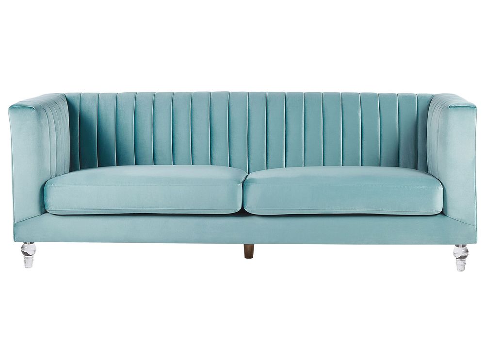 3 Seater Velvet Fabric Sofa Light Blue ARVIKA Beliani
