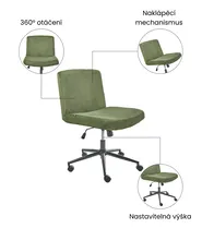 Židle k psacímu stolu GEDDES Manšestr Zelená_1074406