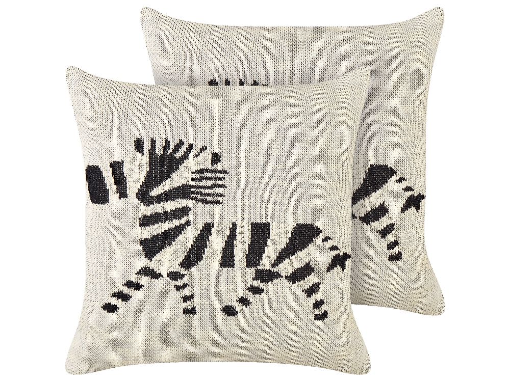 Set of 2 Decorative Cushions JABORI 45 x 45 cm Cotton Beige