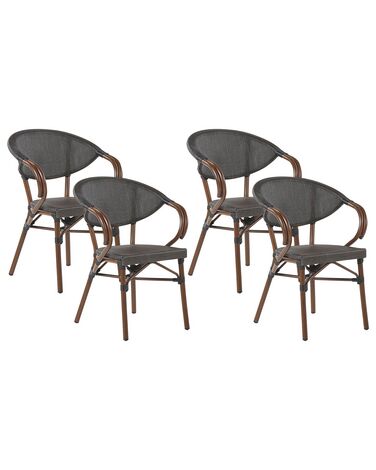 Set of 4 Garden Chairs Dark Wood and Grey CASPRI