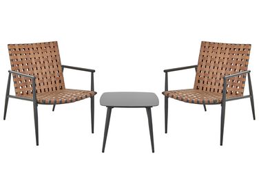 PE Rattan Bistro Set Brown ZIRIA 