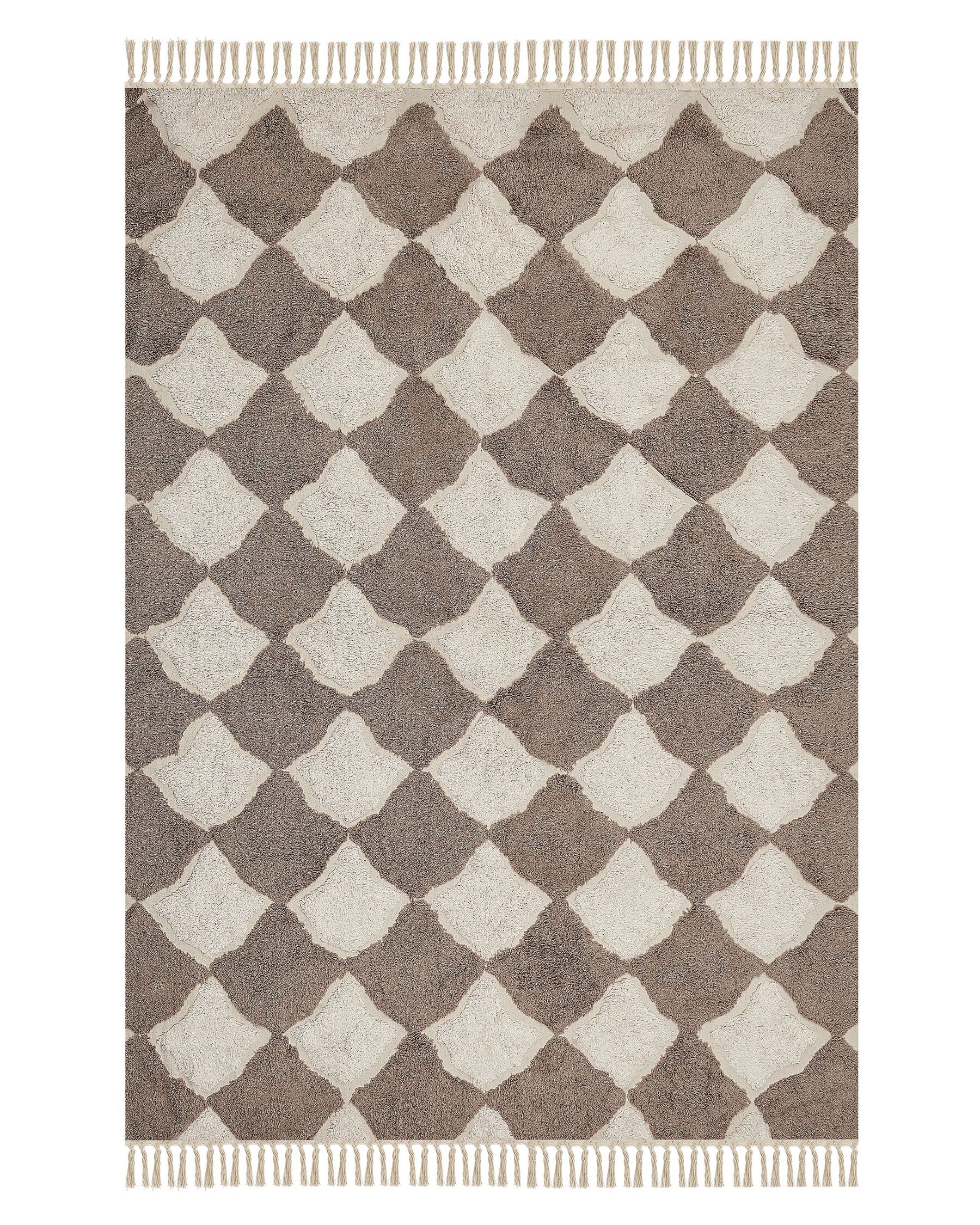 Gulvteppe bomull 140 x 200 cm brun og beige SINOP_839718