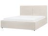 Cama con almacenaje de bouclé blanco crema 160 x 200 cm MOISSAC_928788