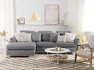 Corner Sofa 4 Seater OSLO Fabric Light Grey Right Hand_693560