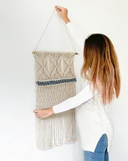 Makrama ścienna KALADY Bawełna 141 cm Beżowy_887568