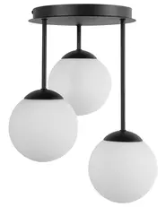 3 Light Pendant Lamp RIANA Glass Black_1029088