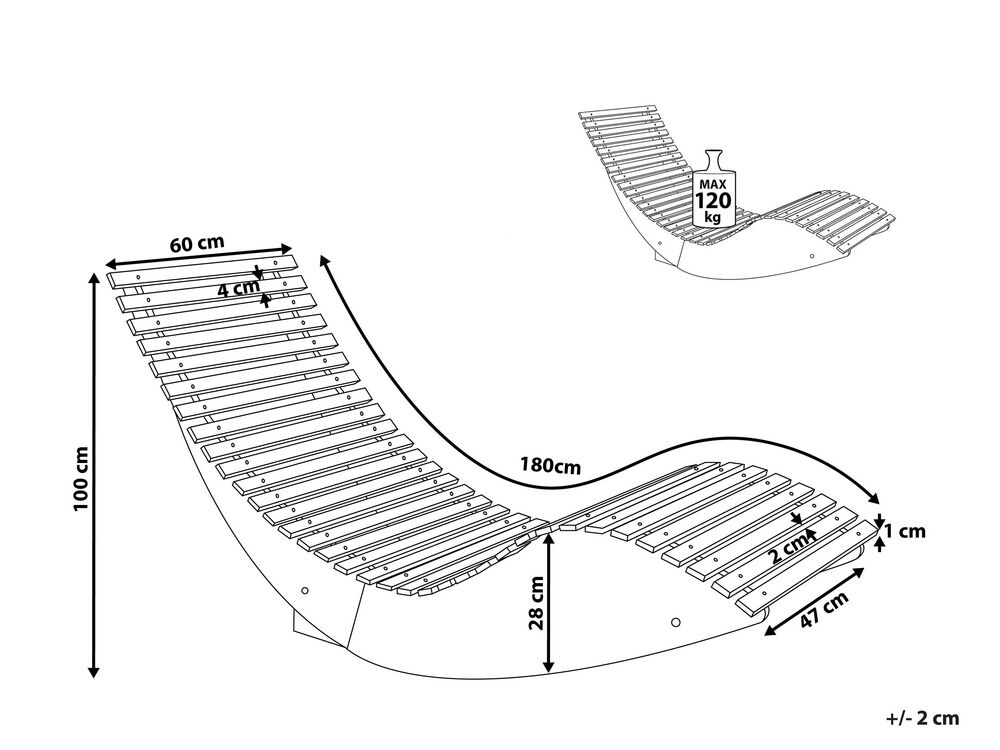 Wooden Garden Sun Lounger BRESCIA Beliani