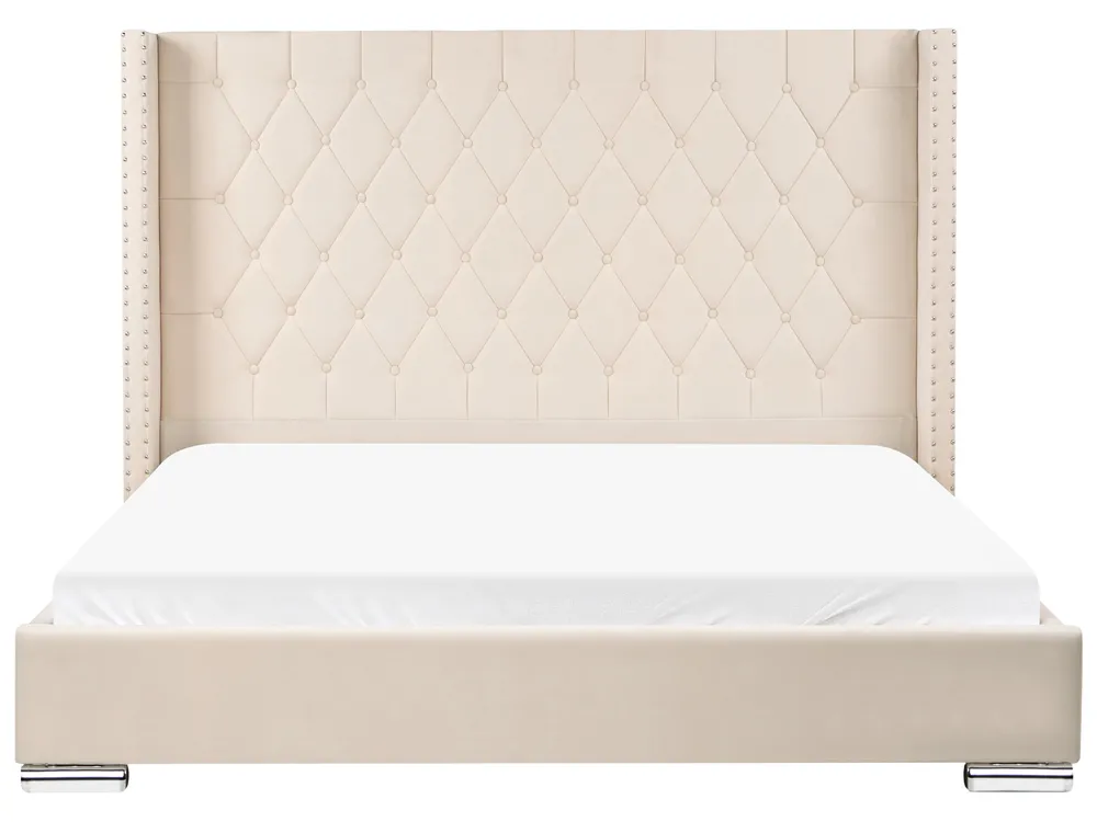 Letto Velluto LUBBON 180 x 200 cm Bianco sporco_1073144