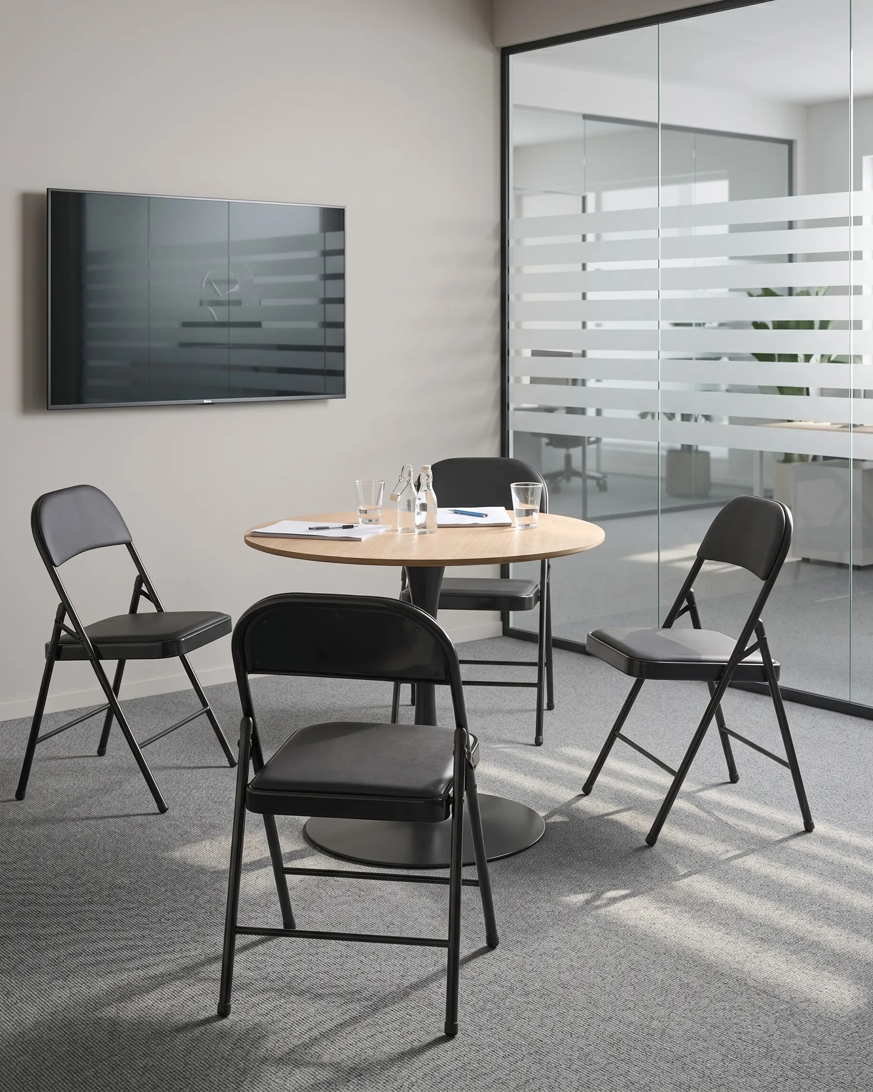 Set of 4 Folding Chairs SHASTA Metal Black_1074358